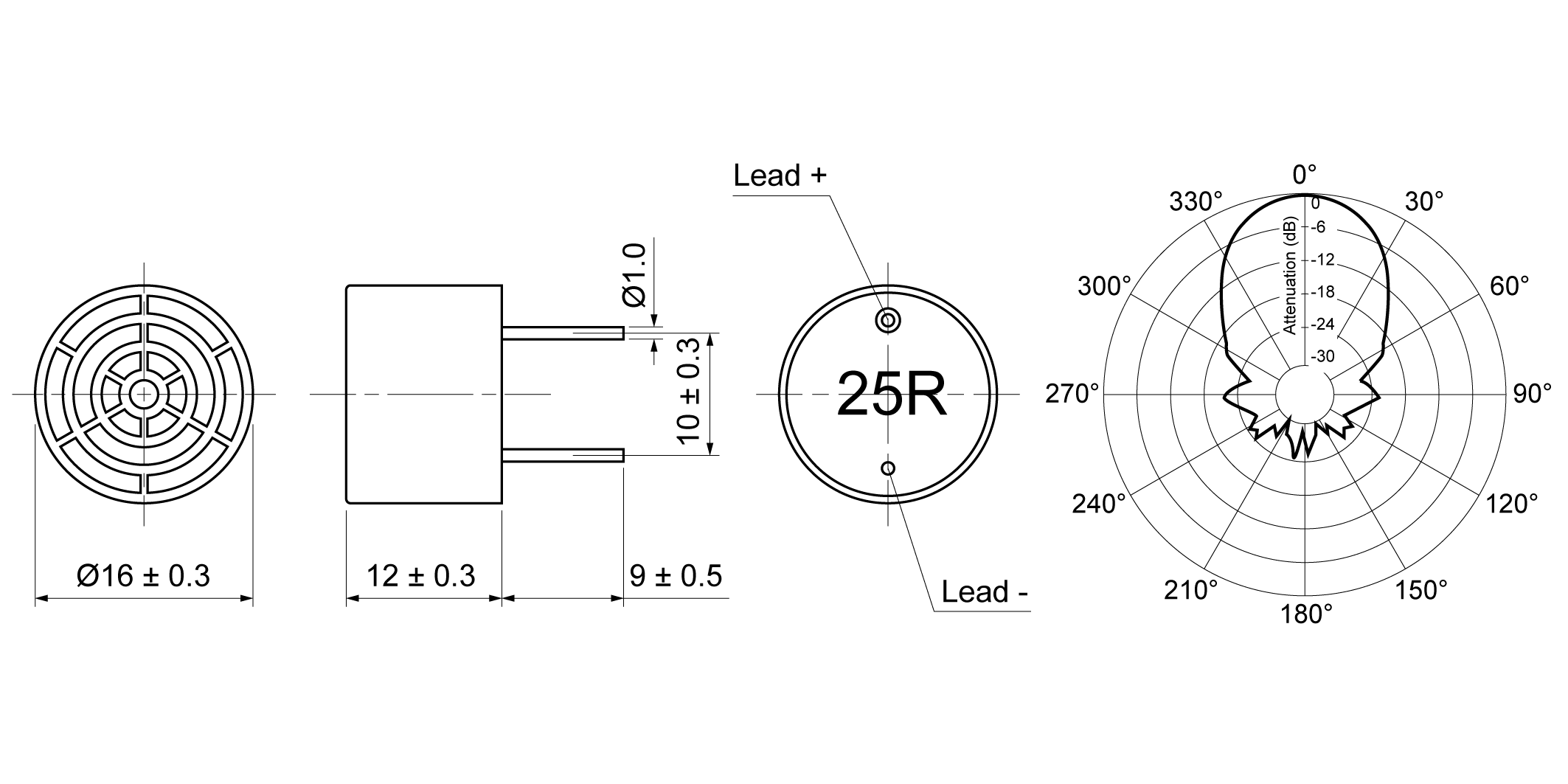 UO16-R25PBP Mechanical Drawing